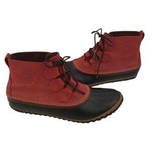 Sorel Out N About Duck Boots Womens Size 11 Red Black Fishermancore Rain Outdoor